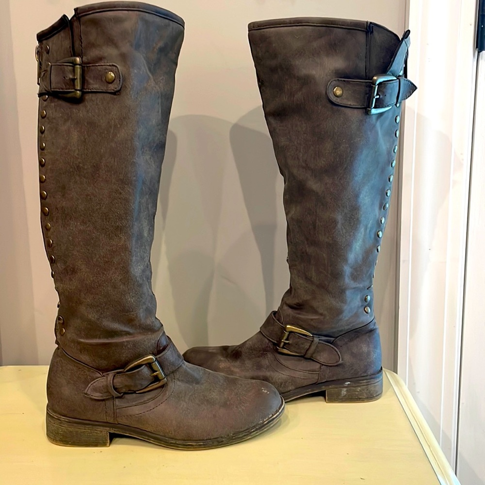 STUDDED/ZIPPERS RIDING BOOTS